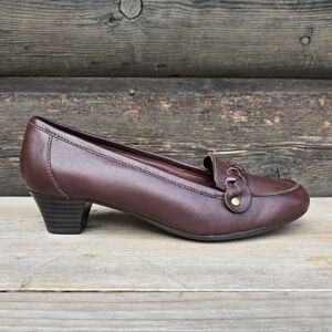 Clarks NEW!! Retro 2000's Cognac Leather, Comfort Loafer Pumps WMS 7.5M